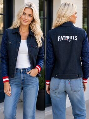 Levi’s x NFL New England Patriots Denim Trucker Jacket Quilted Lined Size XXL